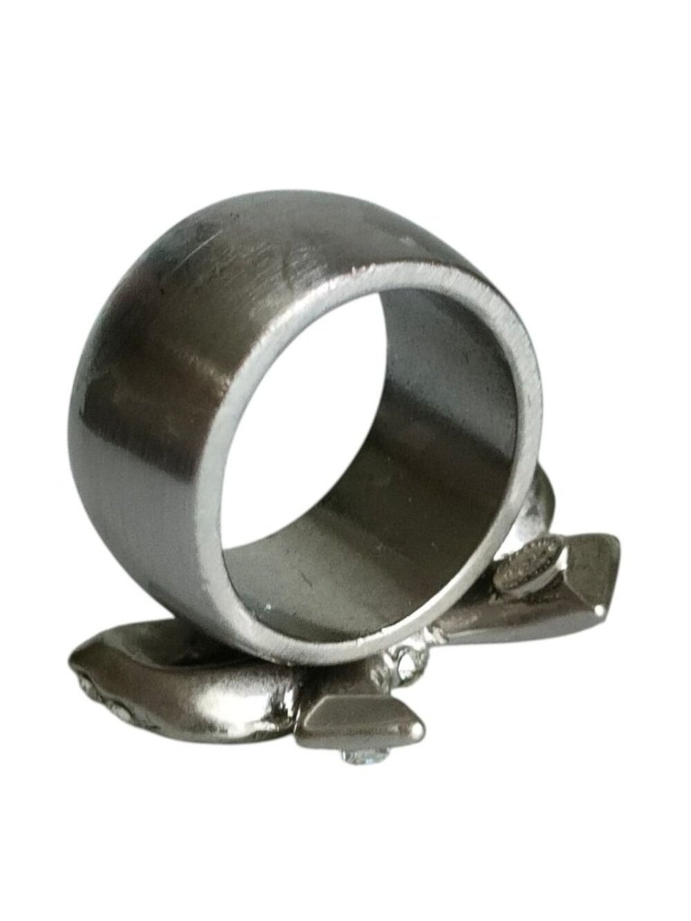 Chanel Rhinestone Ribbon Motif Ring To Silver - Picture 4 of 9